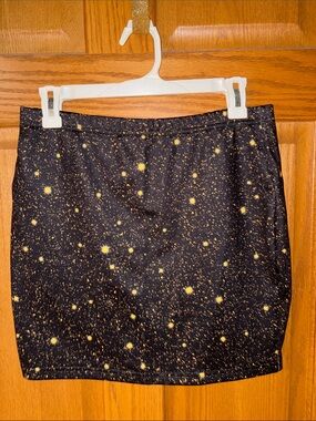 JBL sz LARGE cute black short skirt w star pattern stretchy casual skirts